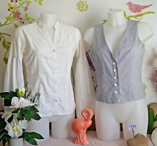 Lot vêtements occasion femme : Chemise " Jacqueline Riu ", Gilet - T : 38 *