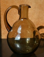 carafe, pichet signé DAUM NANCY cristal d'art fumé 1930
