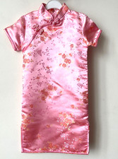 Magnifique Robe Chinoise Rose & Rouge luxe 4 ans Neuve H=66cm