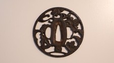 Ancien Tsuba Nagamaru Gata en fer Japon époque Edo sabre japonais XVIII siècle
