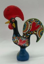 Hand Painted Ceramic portuguese ROOSTER - Galo de Barcelos - Coq portuguais noir