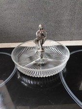 Présentoir apéritif ou biscuits ancien Reims en verre et régule