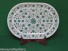 Marbre Plateau Pietra Dura Travail Blanc Pierre Art et Artisanat Maison Décors