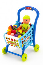 Shopping Chariot Jouet Jeu Nourriture Set Enfant Fait Semblant Magasin Pousseur