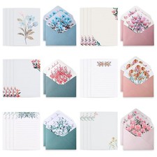24 Feuilles de Papier à Lettres + 12 Enveloppes Motif de Fleurs Papier à Lett...