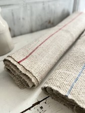 BUNDLE vintage European GRAIN SACK homespun linen fabric stripes c1950