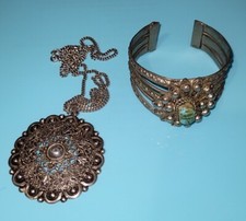 Bijoux Ethniques Ancien Bracelet Et Collier Filigrane Argent 925