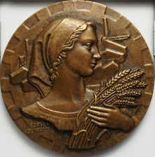 FRANCE , Médaille en Bronze Art Déco par Georges Guiraud 81 mm