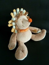 T4. DOUDOU PELUCHE  NATTOU HERISSON MARRON BLEU ORANGE FOULARD MUSIQUE HS TBE