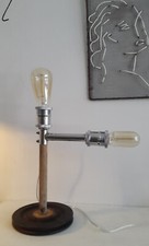 t, lampe métal & bois industrielle.