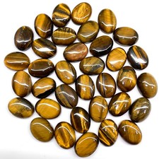 35 Pcs Pierre Naturelle Oeil De Tigre 16x12mm Cabochon Ovale Gemmes En Vrac