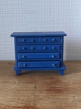 Meuble miniature, Commode En Bois Bleu pour maison de poupée échelle 1/12