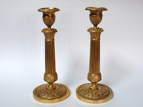 Paire chandeliers bronze - chandeliers, en