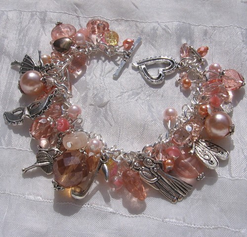 Bracelet rose pêche 19cm - bracelet,