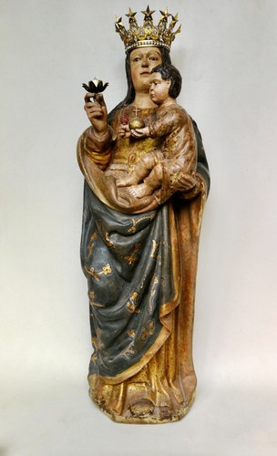 Rare vierge polychrome ème - polychrome,