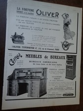 OLIVER machine à écrire + meubles de bureau COSMOS pub papier ILLUSTRATION 1909