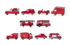 Série complète de 10 fèves Camions de pompier 2007