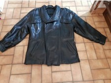Veste Homme 3/4 Manteau Cuir Vachette Véritable Noir XL Doublure Ceinture