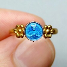 Christ, Sacred Heart. Antique Religious Silver Little Ring.