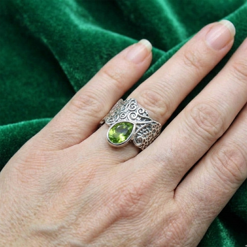 Bague argent 925 - bague, péridot