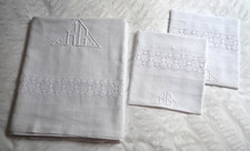 Linge ancien drap +2 taies fil