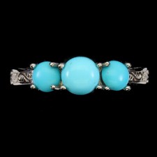 Bague En Argent Sterling 925 Ronde En Turquoise Bleue Gemme De 6Mm Bijoux 9