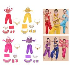 Ensemble de Costumes de danse du ventre pour enfants, tenue à paillettes,