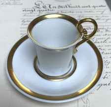 Tasse Porcelaine de Limoges blanc & or G. Ahrenfeldt pour H. Gascogne
