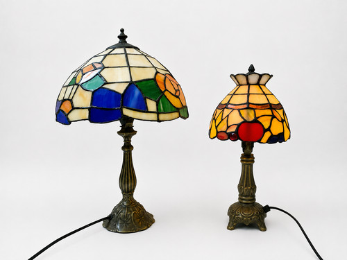 Paire lampes table vitrail - paire,