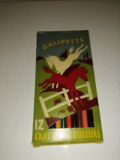 Ancienne boite carton 12 crayons couleur Galipette pleine
