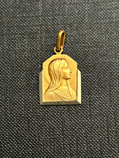 Ancienne Médaille Religieuse en Plaqué Or Vierge Marie