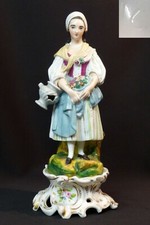 C 18èm grand sujet statuette  porcelaine Paris Jacob Petit 1.5kg34cm demoiselle 