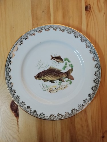 Assiette décors poisson - , en