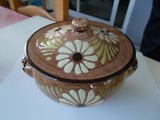 Ancienne et belle terrine ou soupière en grès vernissée et décorée, d'Alsace.