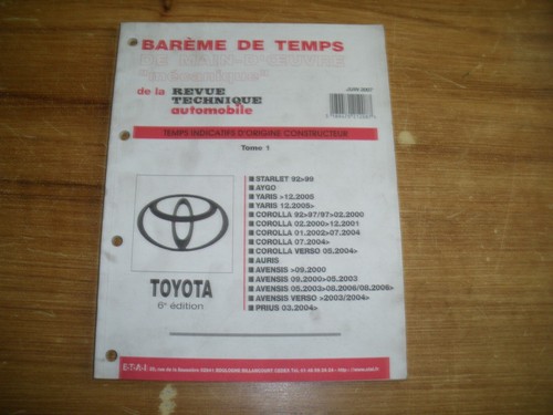 Bareme temps toyota starlet - bareme,