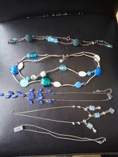 Lot colliers fantaisie bleus