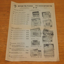 vintage LISTE des boites prix JEUX suisse STOKYS swiss box STOCKMANN AG LUZERN