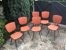 Lot de 6 chaises rares pieds compas Roger Breton années 50