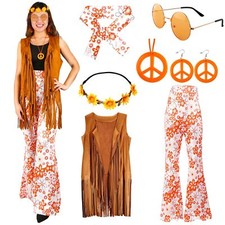 Deguisement Hippie Femme- Hippie Costume Flower Power Boho Année 60 70 Gilet ...
