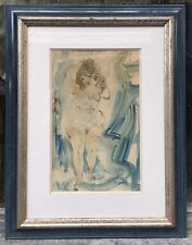 Peinture Aquarelle Art Déco Sylvain VIGNY (1903-1970) Portrait Femme Nu Féminin