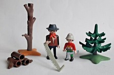 Playmobil - lot forêt bucheron et fils - arbre nature wildlife scie sapin hache