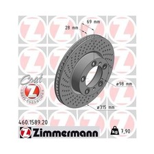 Disque De Frein Zimmermann 460.1589.20 Coat Z pour Porsche