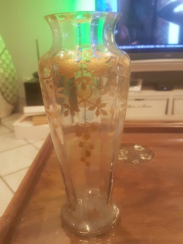 Vase baccarat doré émaillé - vase,