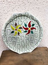 Plat à tarte ou autre Céramique  décor de fleurs dans le genre  Vallauris 