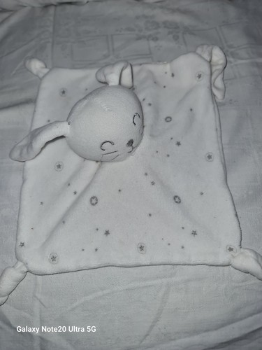 Doudou plat lapin - blanc, siplec