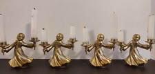 Anges de Noël x 4 Chandelier Bougies Flambeaux Bronze Doré Vintage