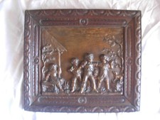 C.ANFRIE,ANTIQUE FRENCH CAST SPELTER PLAQUE,CHILDREN PLAYING,LATE 19th
