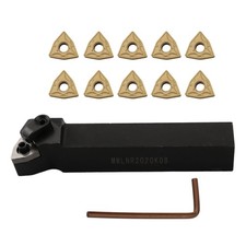 Kit de tournage de tour précis avec support 20 mm et 10 inserts en carbure WNMG