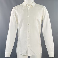 ANN DEMEULEMEESTER TAILLE S Coton Blanc Lin une Poche Chemise Manches Longues