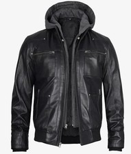 Blouson bomber en cuir noir